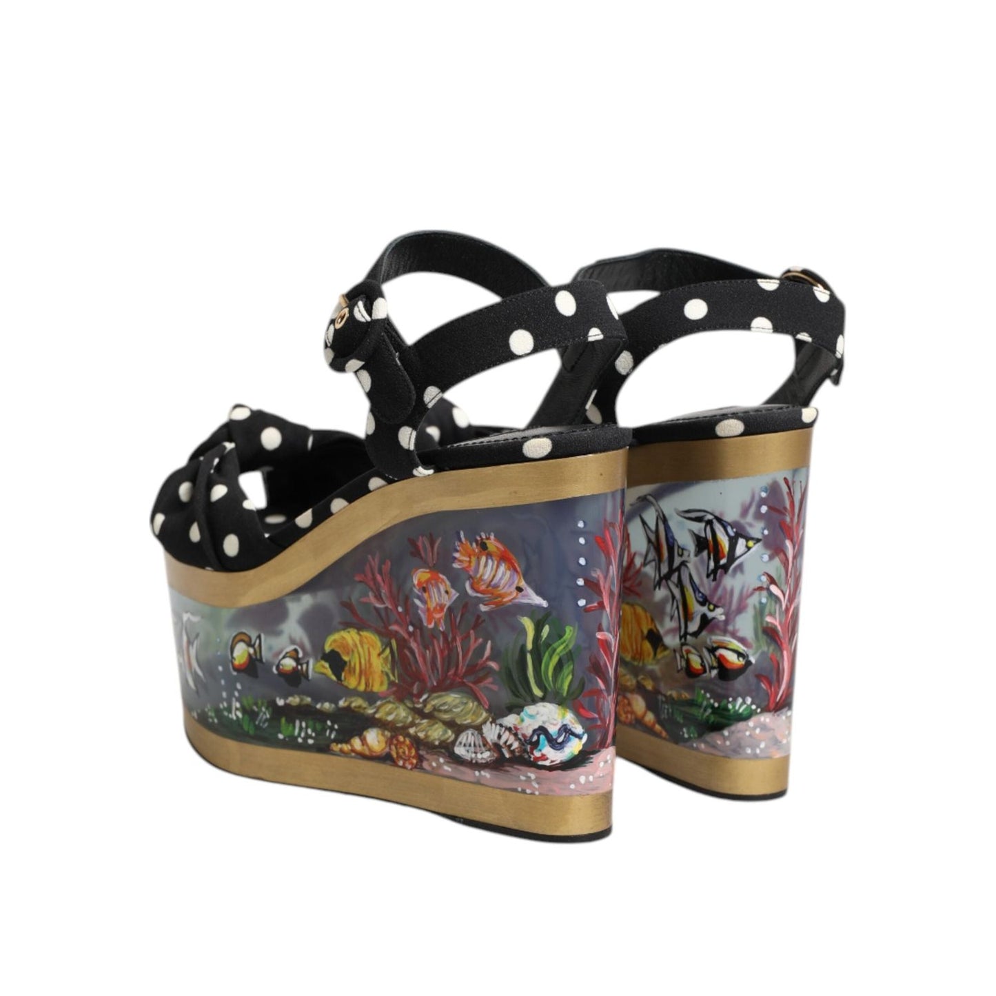 Dolce & Gabbana Multicolor Fish Polka Dot Wedge Sandals Shoes LA10918-37