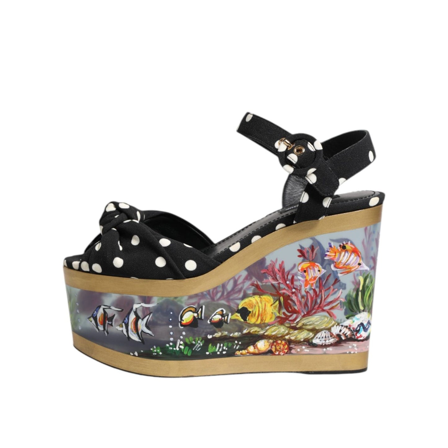 Dolce & Gabbana Multicolor Fish Polka Dot Wedge Sandals Shoes LA10918-37
