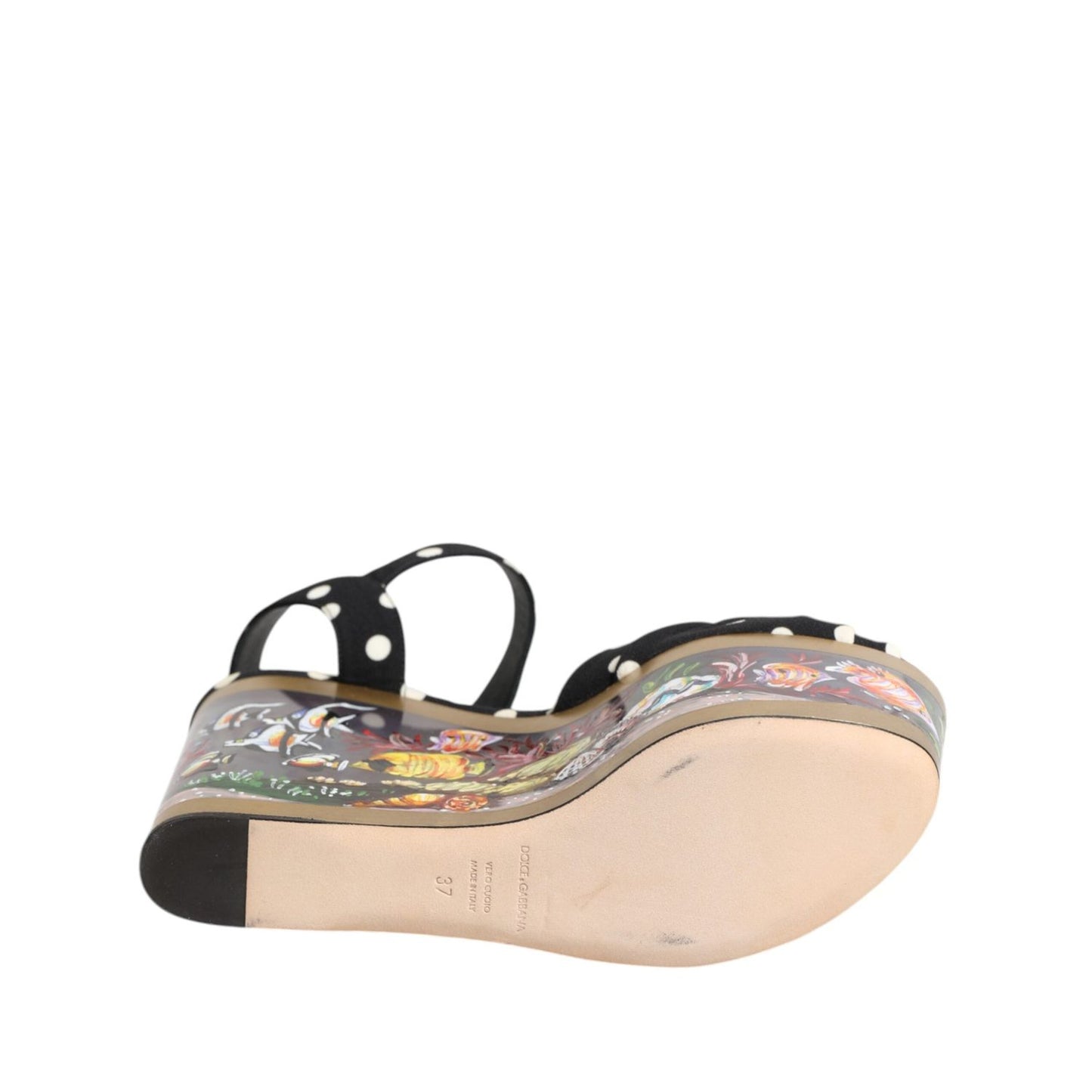 Dolce & Gabbana Multicolor Fish Polka Dot Wedge Sandals Shoes LA10918-37