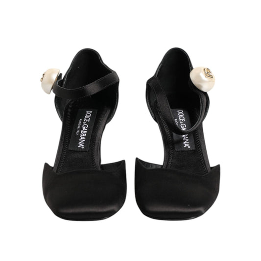 Dolce & Gabbana Black Leather Logo Ankle Strap Sandals Shoes LA11444-38.5