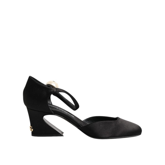 Dolce & Gabbana Black Leather Logo Ankle Strap Sandals Shoes LA11444-38.5
