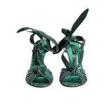 Dolce & Gabbana Green Python Leather Heels Sandals Shoes LA11455-41