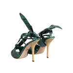 Dolce & Gabbana Green Python Leather Heels Sandals Shoes LA11455-41