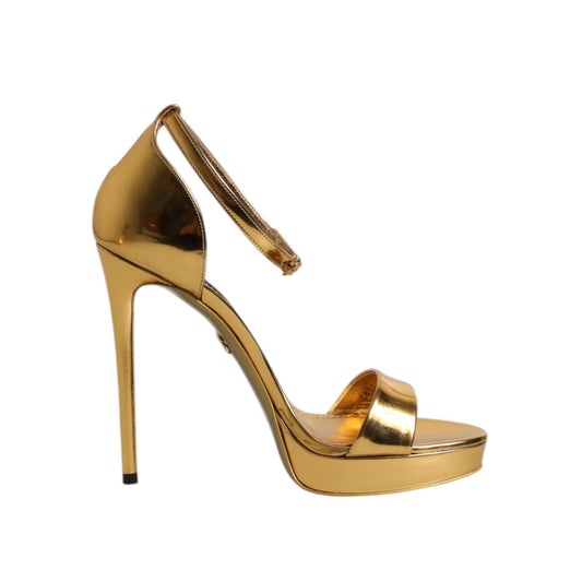 Dolce & Gabbana Gold Leather Platform Keira Sandals Shoes LA11459-37