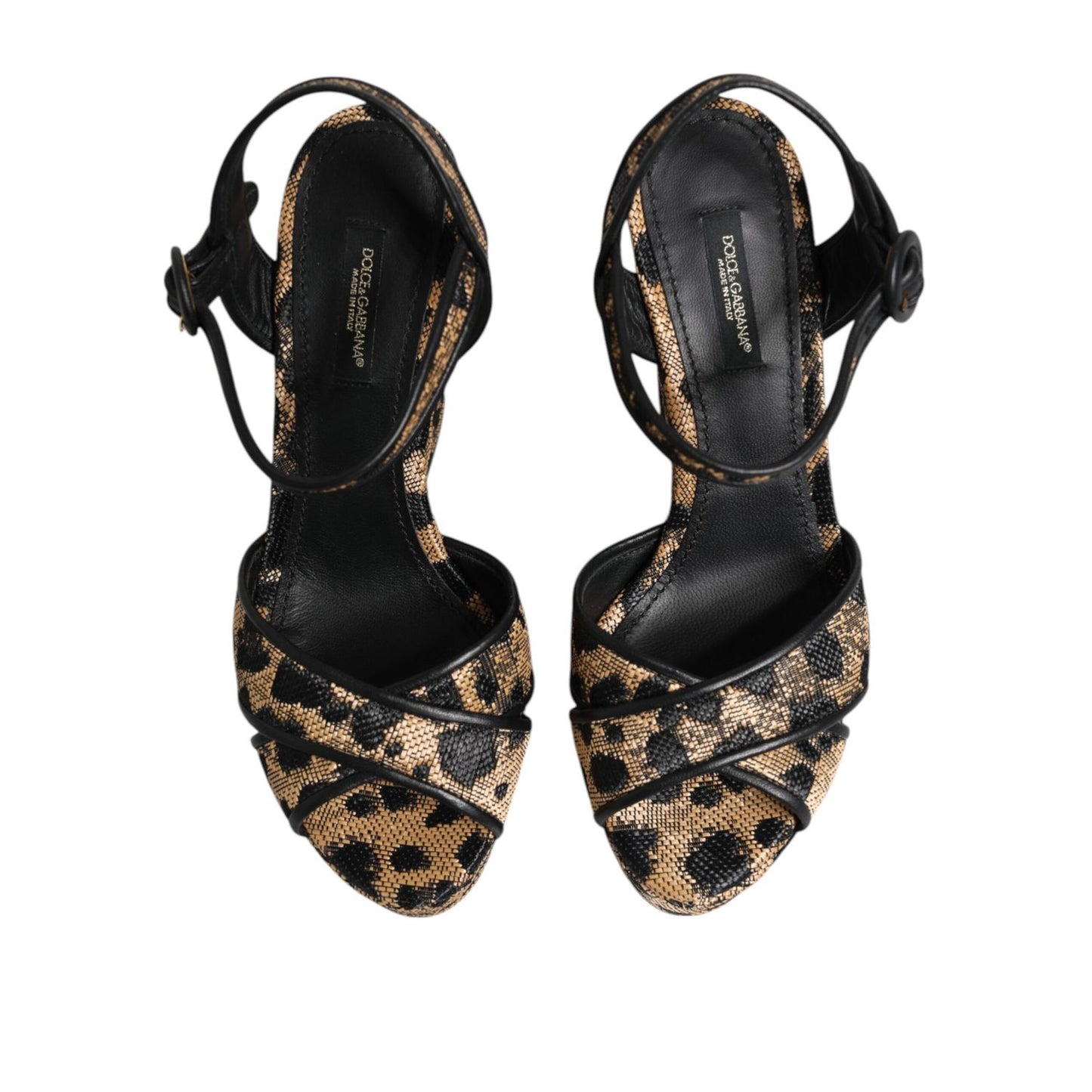 Dolce & Gabbana Brown Leopard Wedges Ankle Strap Sandals Shoes