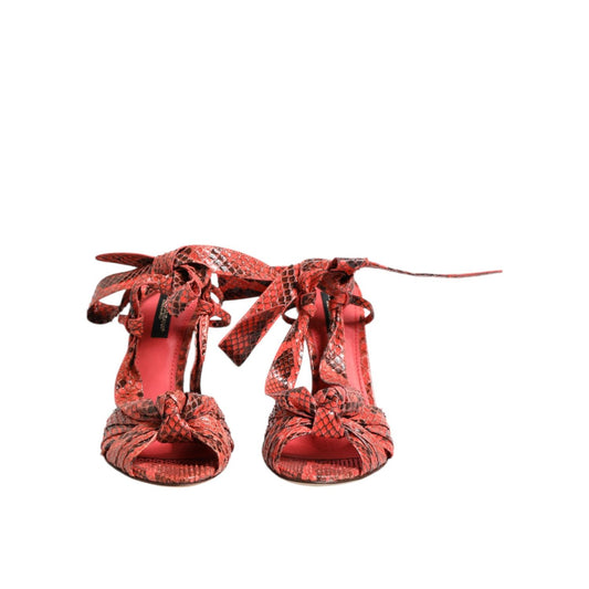 Dolce & Gabbana Coral Python Leather Heels Sandals Shoes LA11513-36