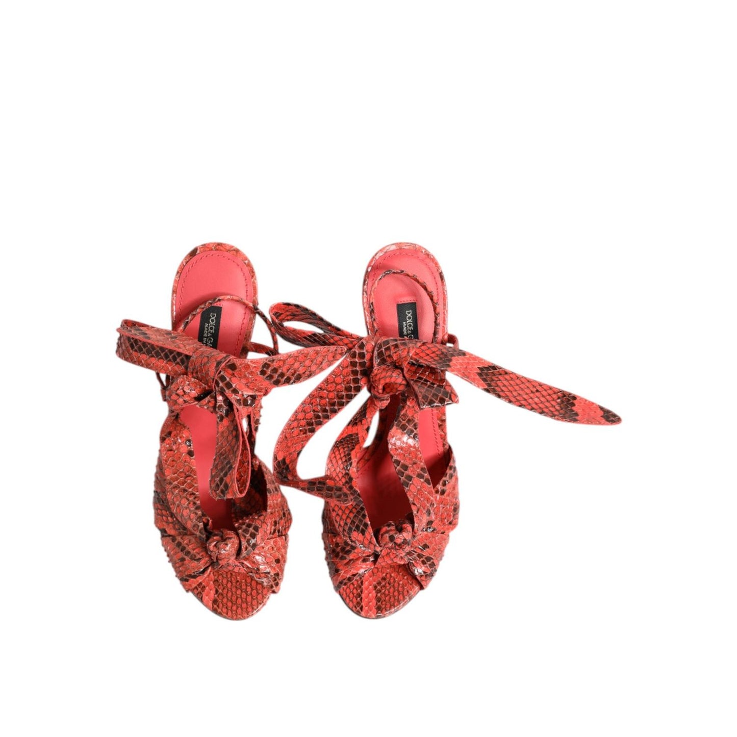 Dolce & Gabbana Coral Python Leather Heels Sandals Shoes LA11513-36