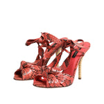 Dolce & Gabbana Coral Python Leather Heels Sandals Shoes LA11513-36