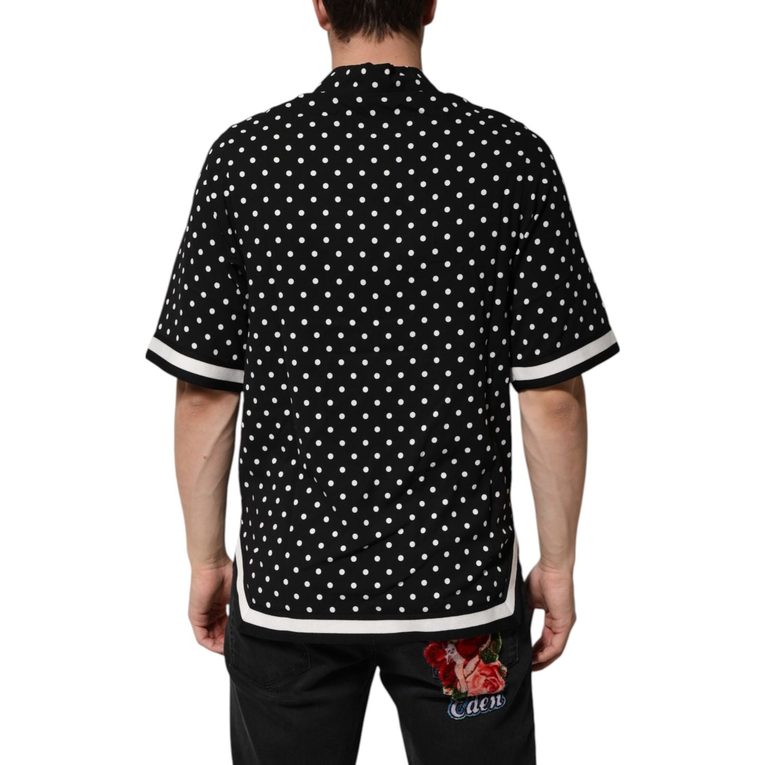 Dolce & Gabbana Black Polka Dot Short Sleeves Collared Polo T-shirt