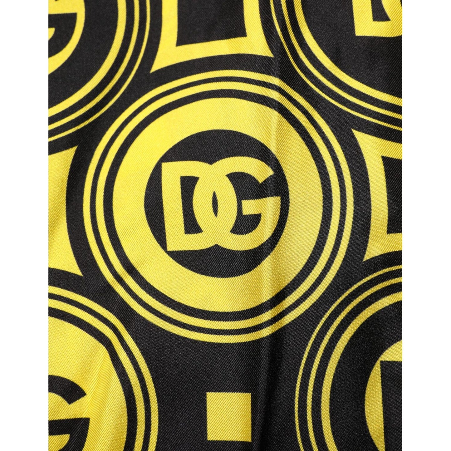 Dolce & Gabbana Yellow Silk Silver DG Logo Geometric T-shirt