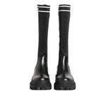 Dolce & Gabbana Black White Polyester Socks High Boots Shoes