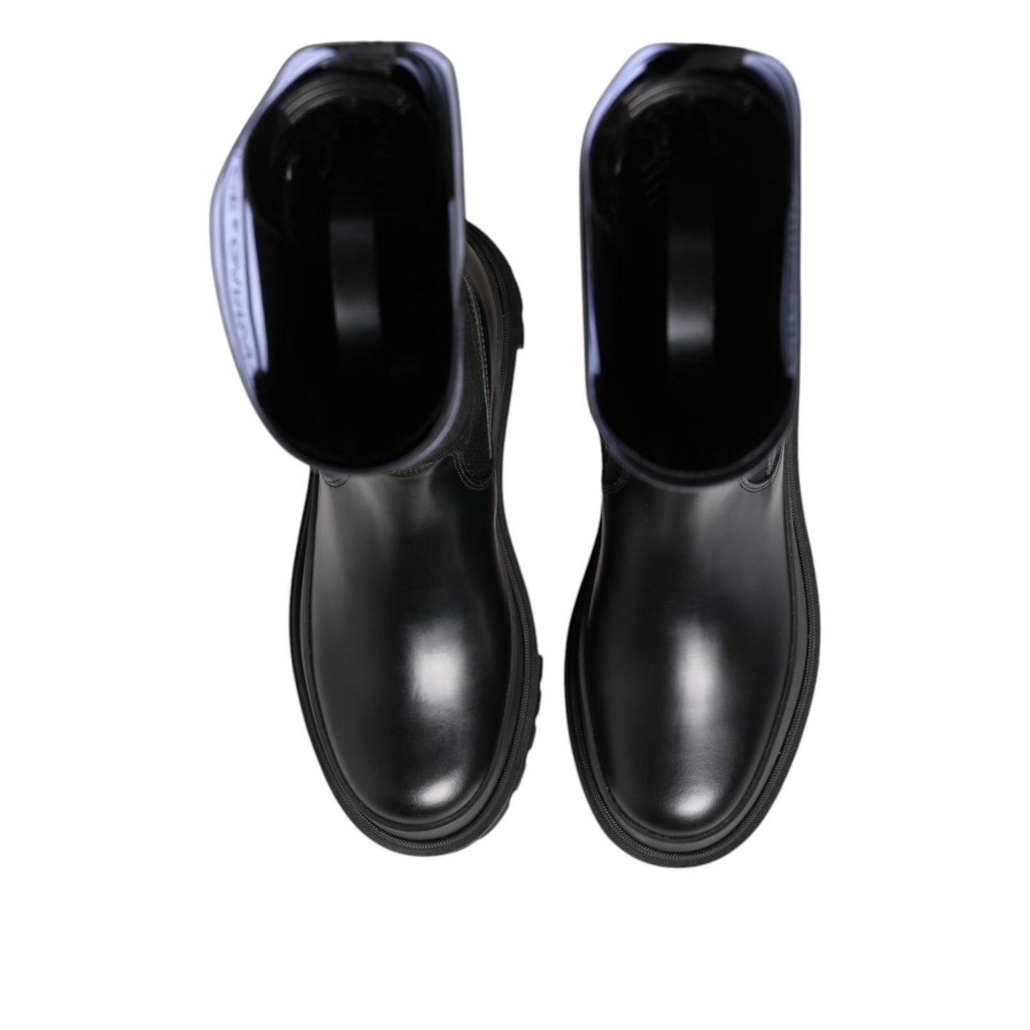 Dolce & Gabbana Black White Polyester Socks High Boots Shoes