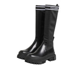 Dolce & Gabbana Black White Polyester Socks High Boots Shoes