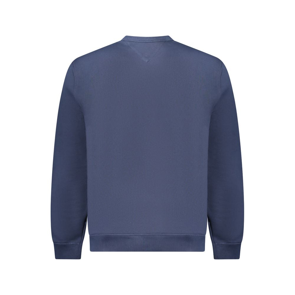 Back view of Tommy Hilfiger Blue Cotton Men Sweater featuring crew neck design ideal for casual wear.