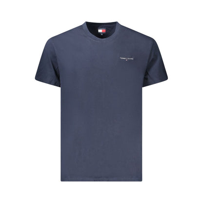 Tommy Hilfiger Blue Cotton Men T-Shirt with logo, eco-friendly 95% regenerative cotton, short-sleeved, stylish American design