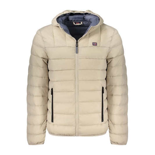 Norway 1963 Beige Polyamide Men Jacket with hood, zip-up front, and pockets in sleek design.