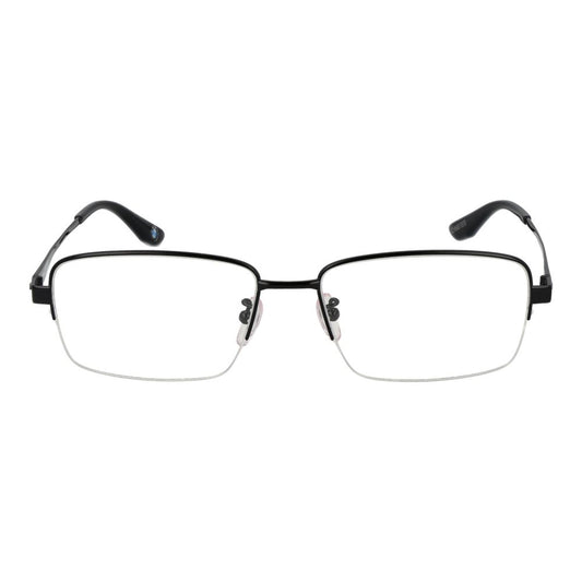 BMW Black Men Glasses Frame in titanium half-rim style, 57-17-145 size, with plastic demo lenses. Rectangle, no extra protection.
