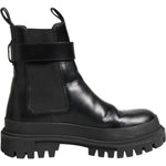 Dolce & Gabbana Black Calfskin DG Logo Strap Ankle Boots Shoes LA12857-39