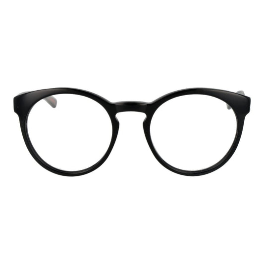 Andy Wolf Black Unisex Glasses Frame in round style made of acetate, full-rim design with demo lenses, shown with branded case included.