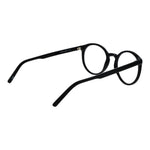 Andy Wolf Black Unisex Glasses Frame in full-rim acetate design, round shape, size 52-19-145, with demo lenses and branded case included.