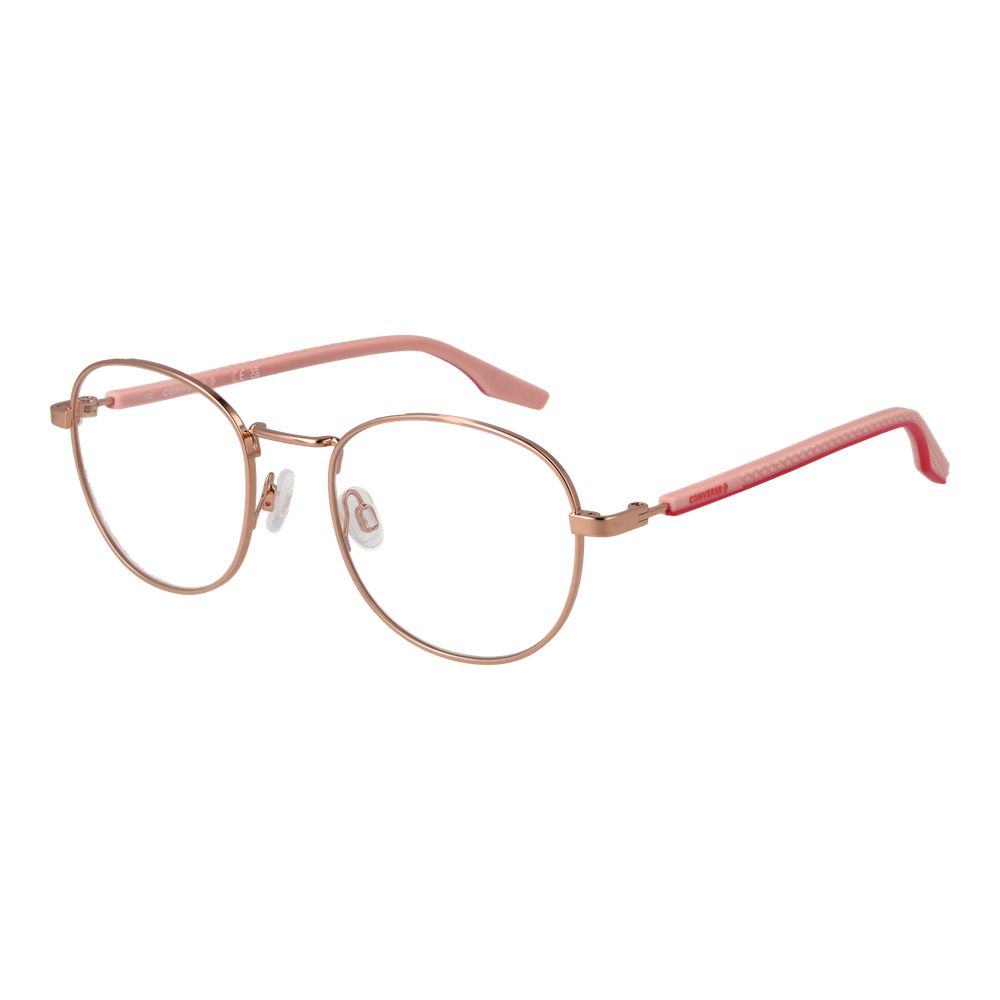 Converse Gold Unisex Glasses Frame in gold full-rim round style with demo lenses, rubber frame, size 50-19-140.