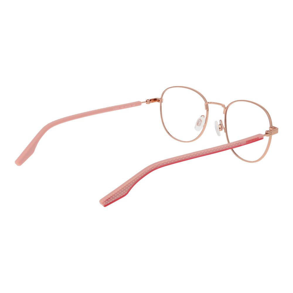 Converse Gold Unisex Glasses Frame, full-rim round style with golden rubber frames and plastic demo lenses, size 50-19-140.