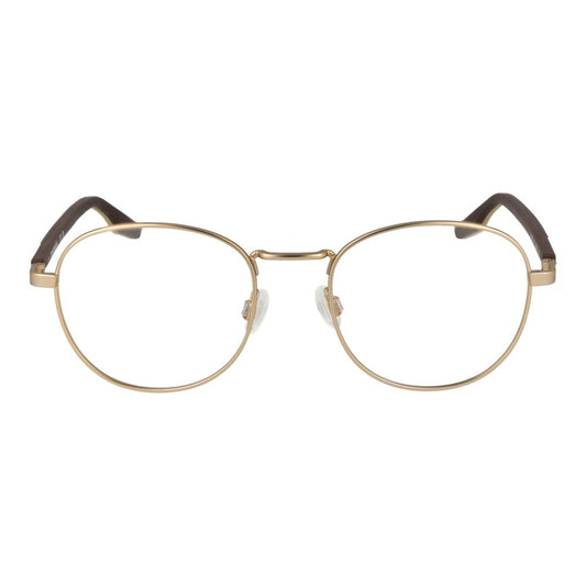 Converse Gold Unisex Glasses Frame with full-rim rubber material, demo lenses, and round style, ideal for versatile fashion.