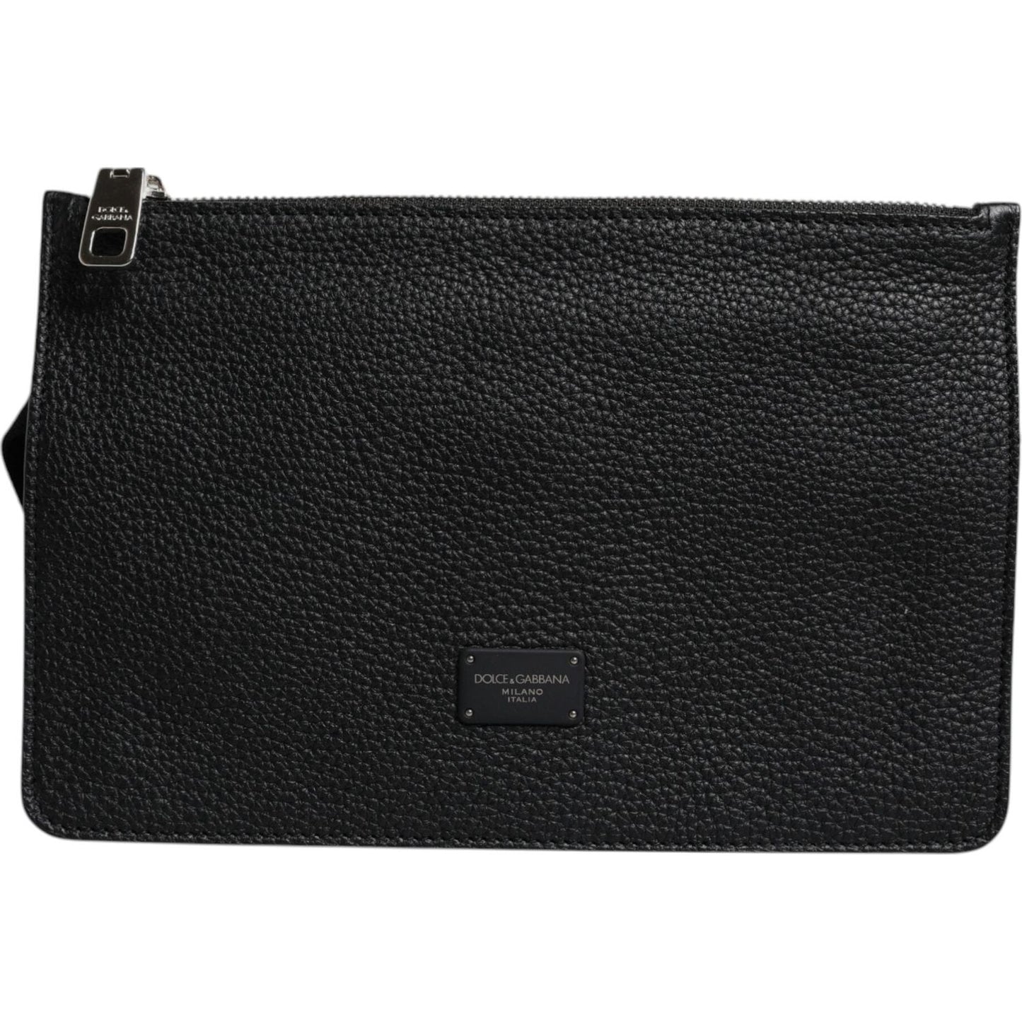 Dolce & Gabbana Black Leather Logo Embossed Waist Fanny Pack Bag BAG4668