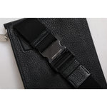 Dolce & Gabbana Black Leather Logo Embossed Waist Fanny Pack Bag BAG4668