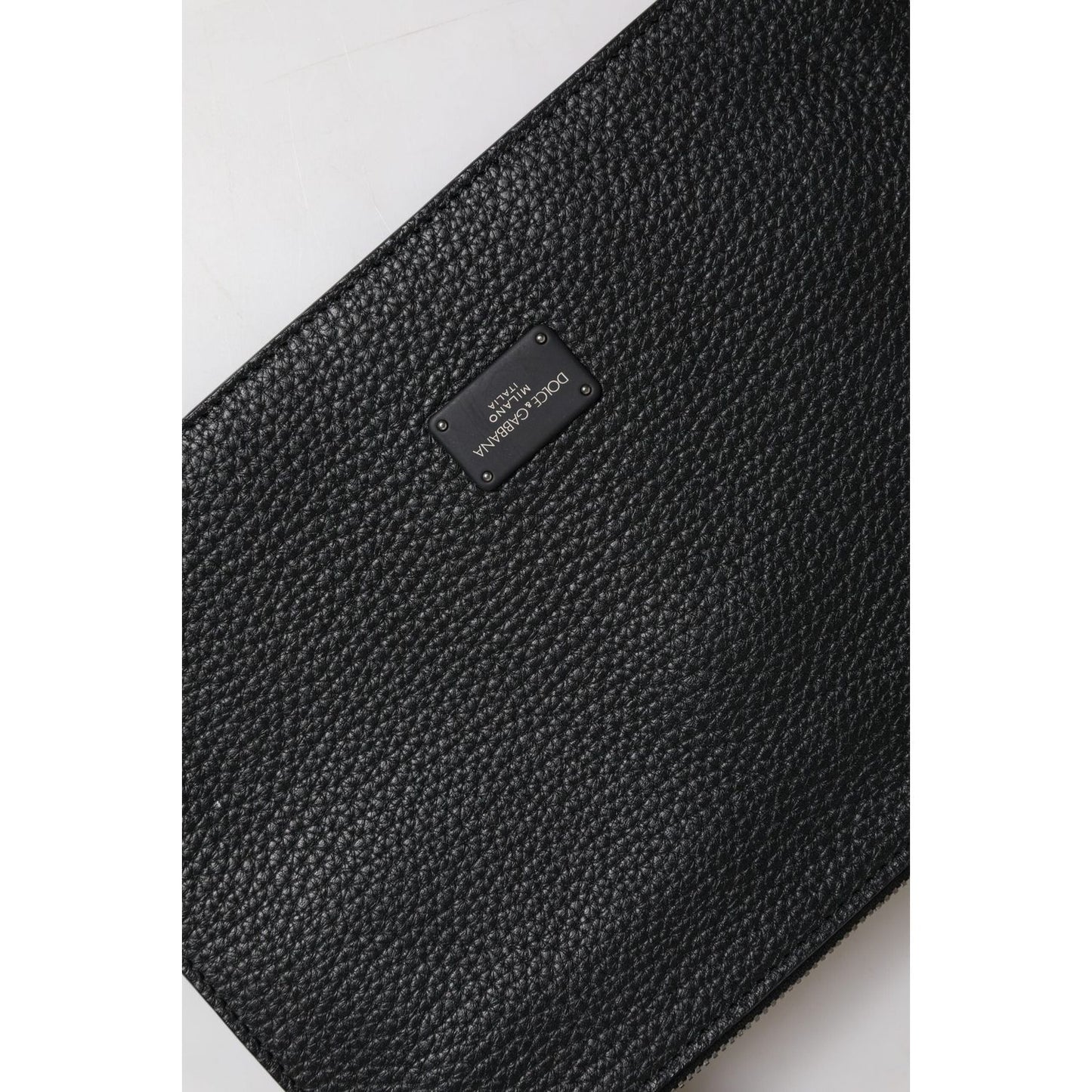 Dolce & Gabbana Black Leather Logo Embossed Waist Fanny Pack Bag BAG4668