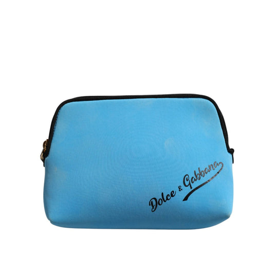 Dolce & Gabbana Blue Nylon DG Logo Print Clutch Zip Pouch Bag