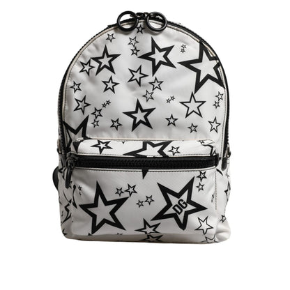 Dolce & Gabbana White DG Stars Print Nylon Travel Backpack Bag