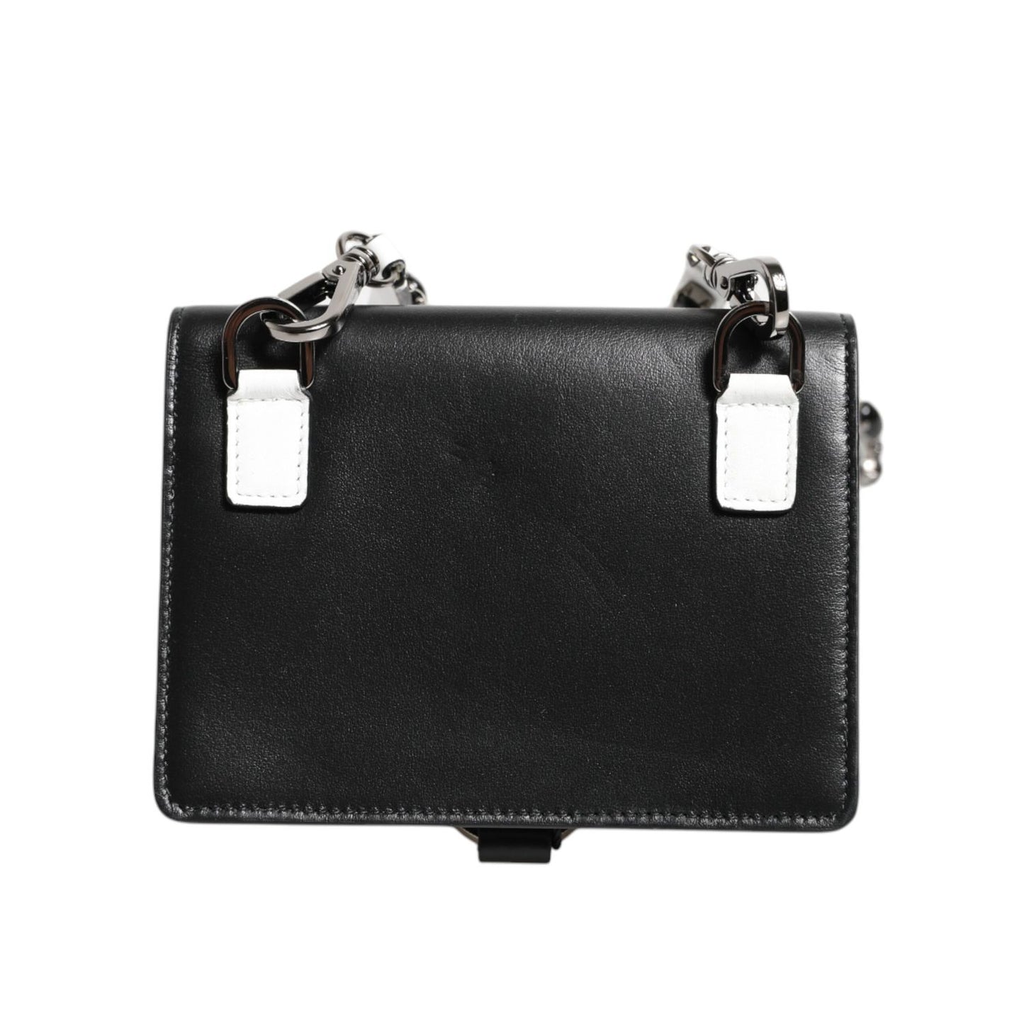 Dolce & Gabbana Black Leather Crystal Embellished Card Holder Wallet