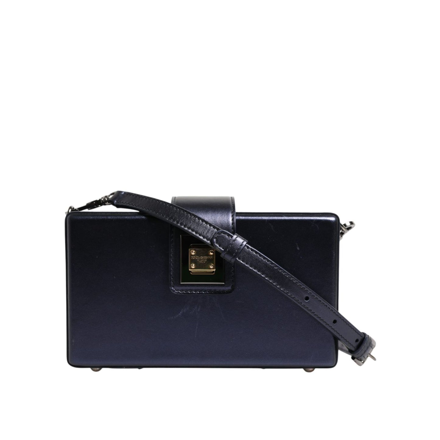 Dolce & Gabbana Blue DG BOX Lambskin Leather Crossbody Strap Bag