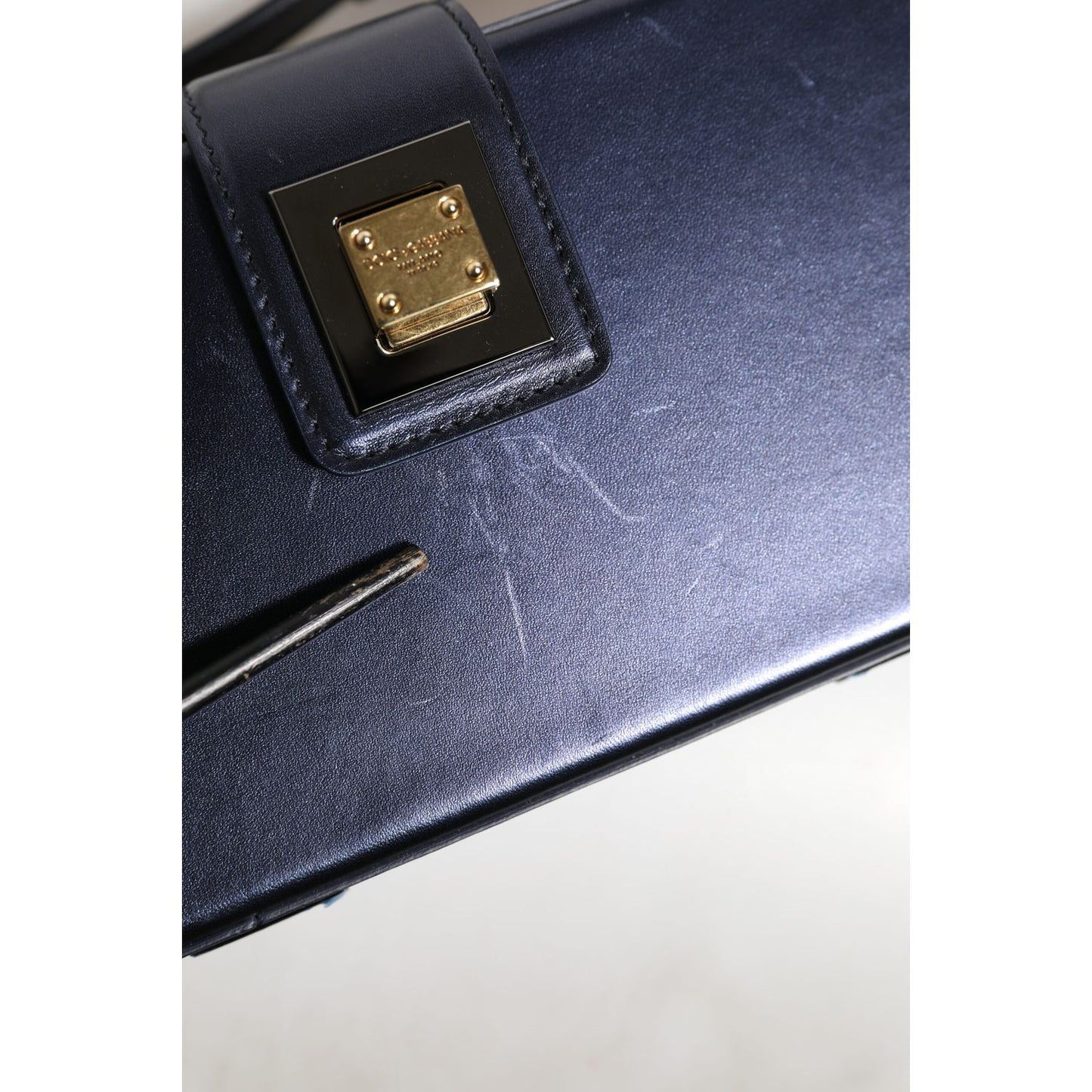 Dolce & Gabbana Blue DG BOX Lambskin Leather Crossbody Strap Bag