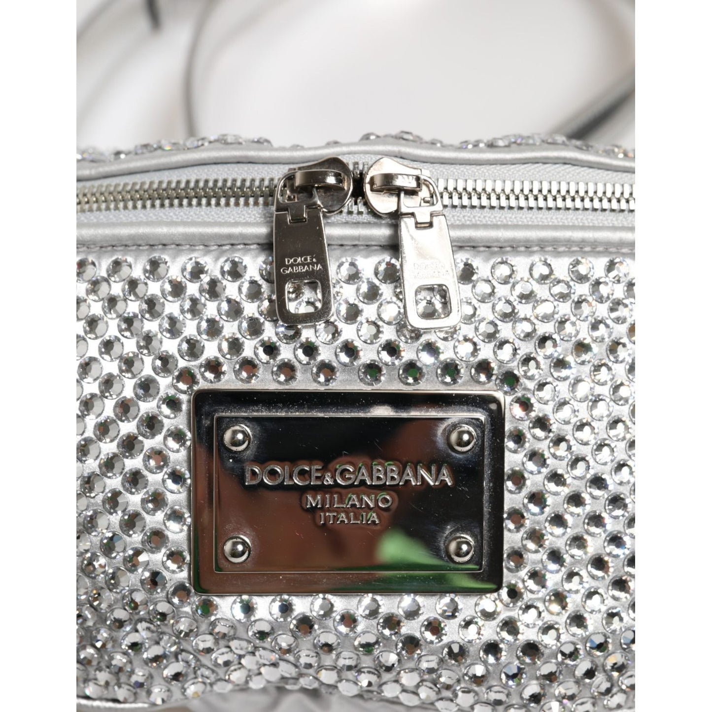 Dolce & Gabbana Silver Crystal-Embellished Belt Strap Bag