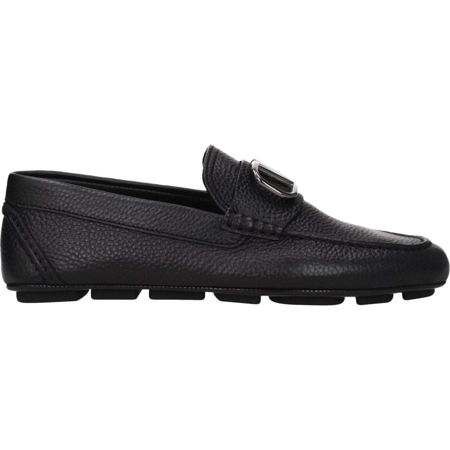 Valentino Garavani Black Leather Slip-On Loafers