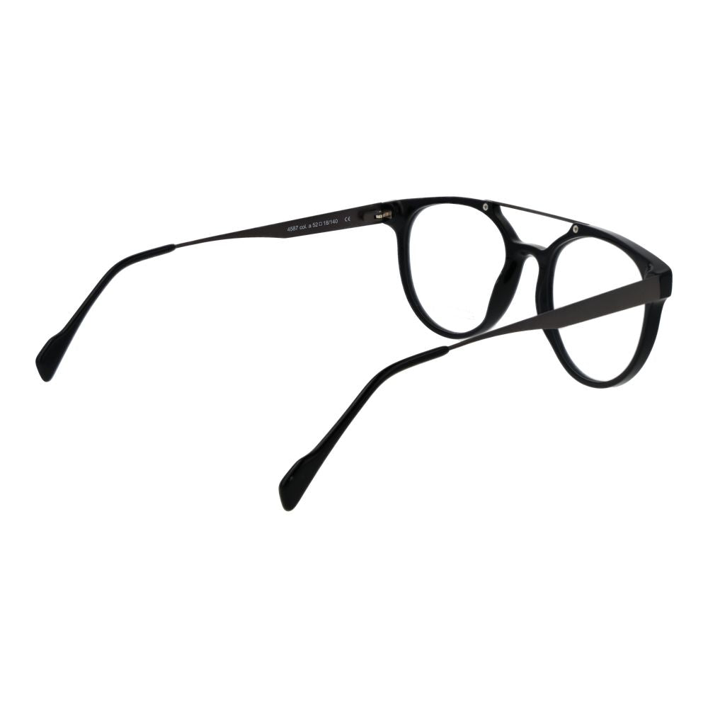 Andy Wolf Black Unisex Glasses Frame in acetate with full-rim panto style, featuring demo lenses and branded case included.