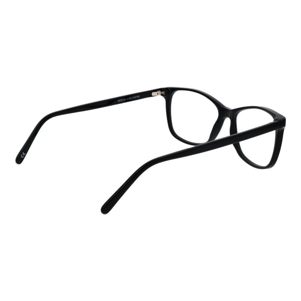 Andy Wolf Black Unisex Glasses Frame made of acetate with full-rim rectangle style, size 55-14-140, shown from side view.