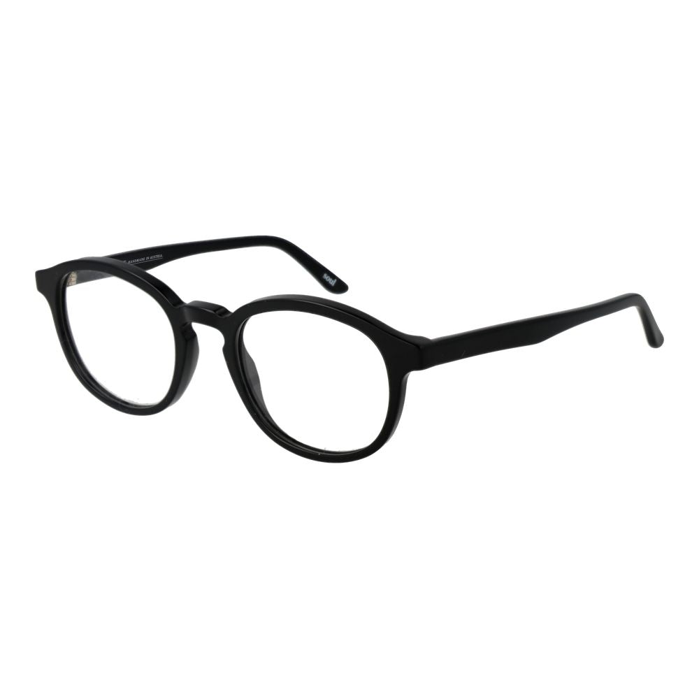 Andy Wolf Black Unisex Glasses Frame in acetate with full-rim style, featuring 51-20-145 size and demo lenses, panto shape, includes branded case.