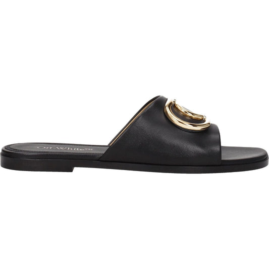 Off-White Black Leather Slippers Sandals OF-8547326165257-EU36/US6