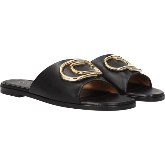 Off-White Black Leather Slippers Sandals OF-8547326165257-EU36/US6