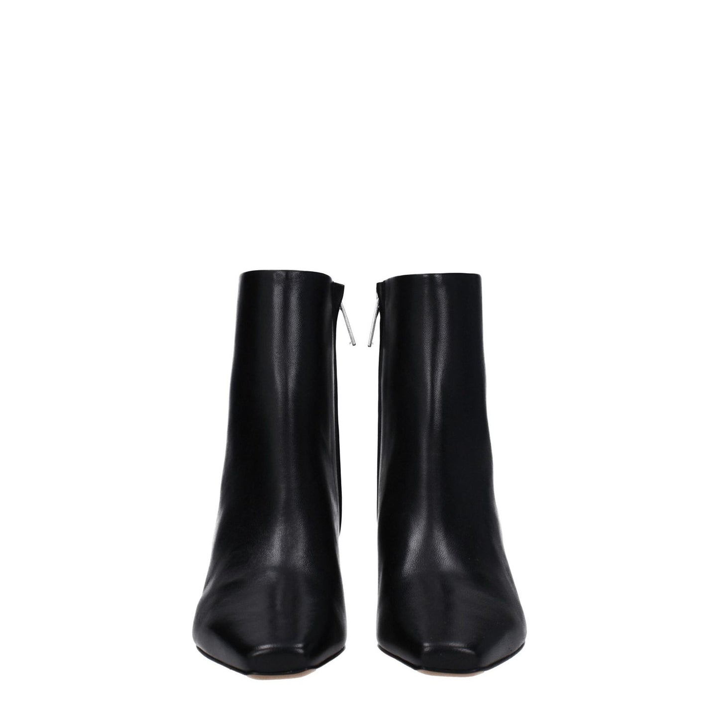 Off-White Black Leather Ankle Boots with square toe and zip closure, casual style, mid heels, model OWID034LEA0021072.