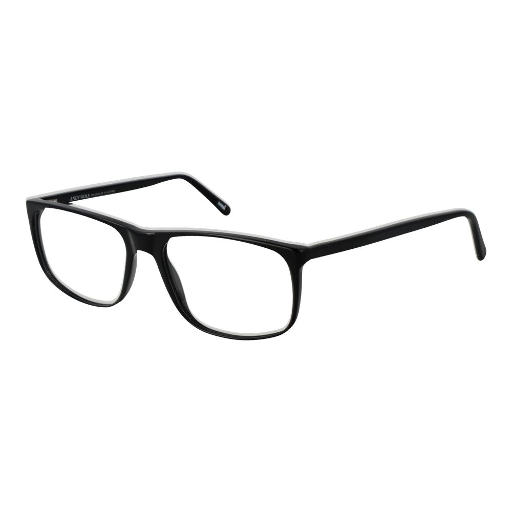 Andy Wolf Black Unisex Glasses Frame, full-rim acetate with demo lenses, rectangle style, includes branded case.