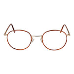 Andy Wolf Orange Unisex Glasses Frame, full-rim metal panto style with demo lenses, includes branded case, size 50-22-140