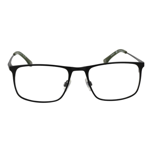 Land Rover Black Men Glasses Frame in stainless steel with full-rim rectangular style, size 55-19-145, demo lenses.