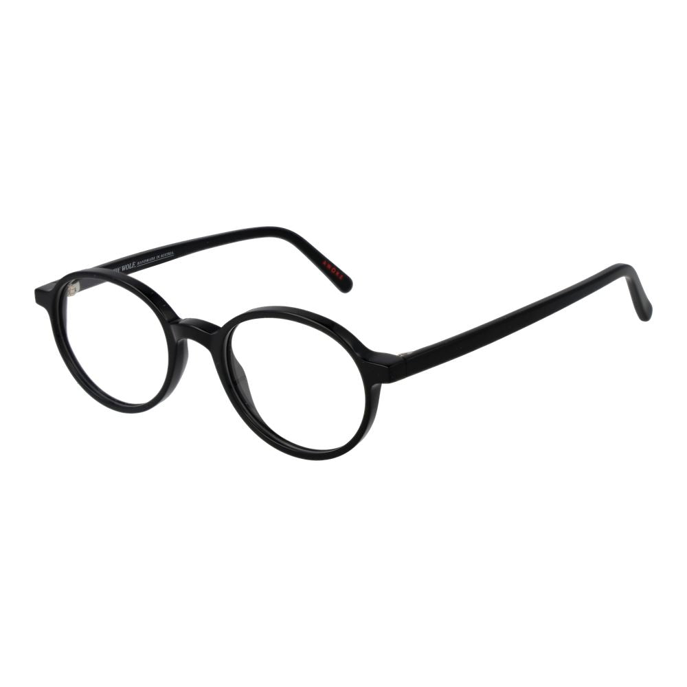 Andy Wolf Black Unisex Glasses Frame in full-rim acetate style, oval shape, with demo lenses, size 48-18-140.