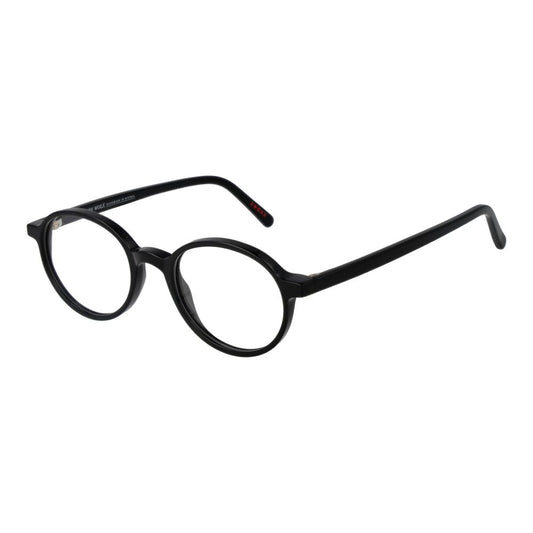 Andy Wolf Black Unisex Glasses Frame in full-rim acetate style, oval shape, with demo lenses, size 48-18-140.