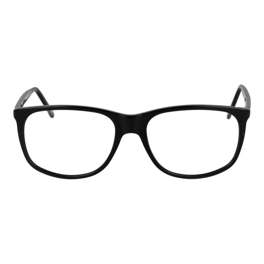 Andy Wolf Black Unisex Glasses Frame in black acetate full-rim rectangle style with demo lenses, size 58-17-145.