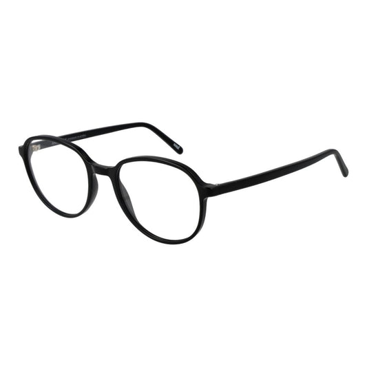Andy Wolf Black Unisex Glasses Frame in full-rim acetate with demo lenses, size 53-18-145, includes branded case.